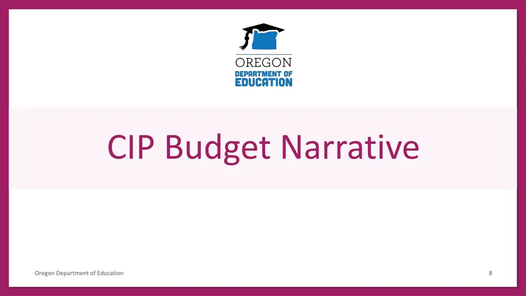 cip budget narrative