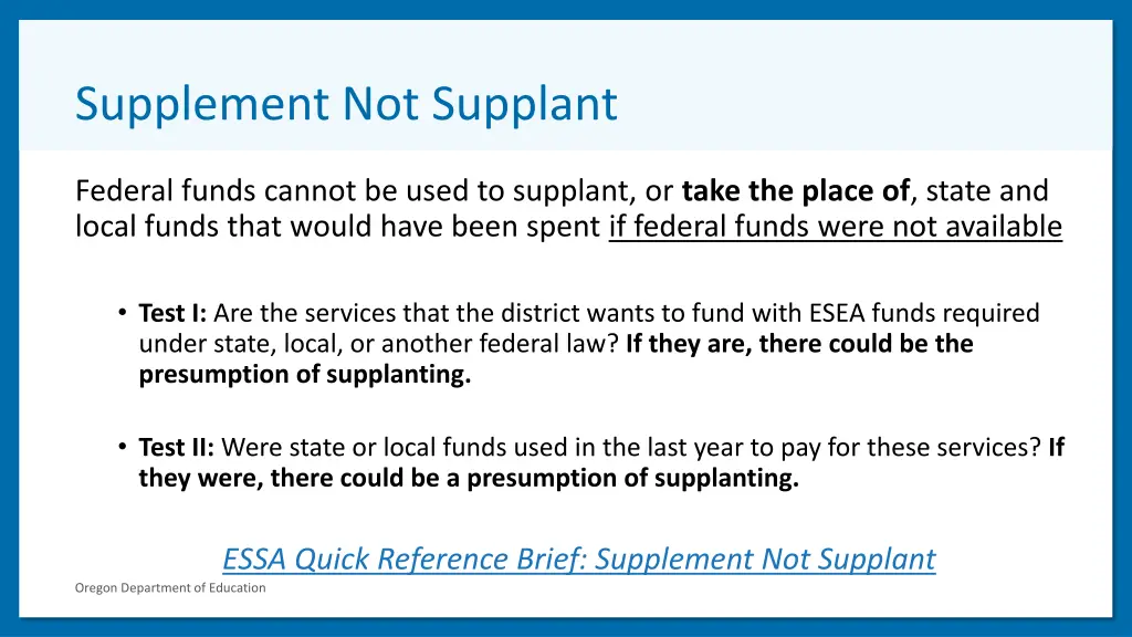 supplement not supplant