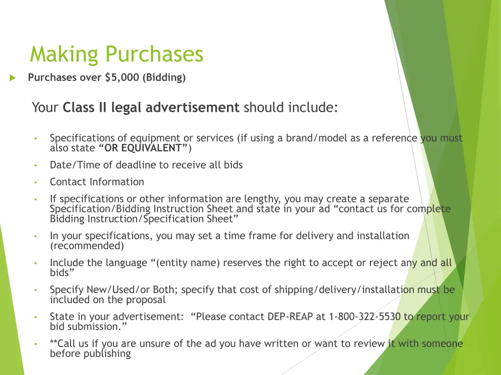 making purchases purchases over 5 000 bidding