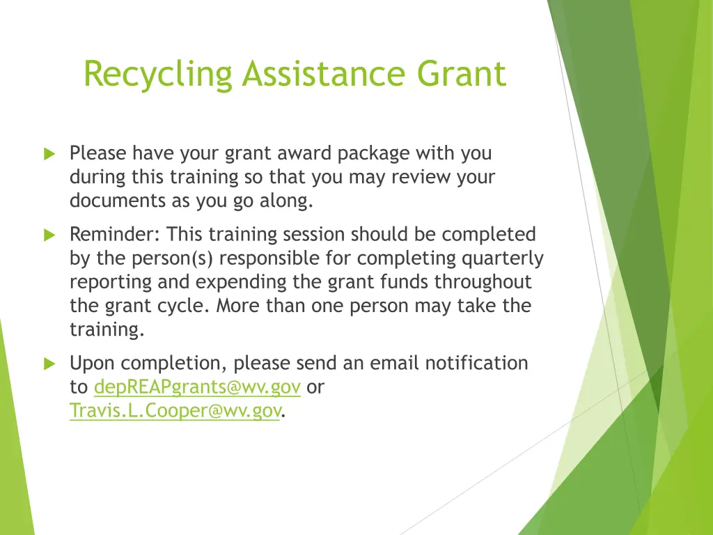 recycling assistance grant