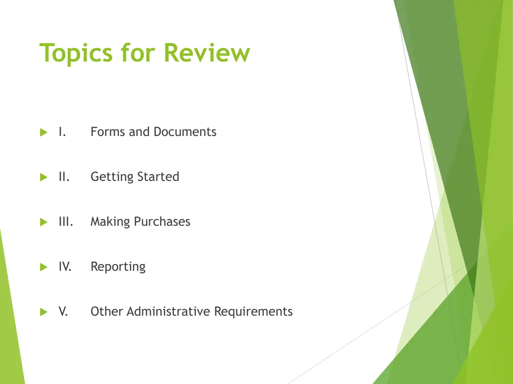 topics for review