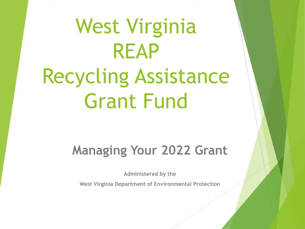 west virginia reap recycling assistance grant fund