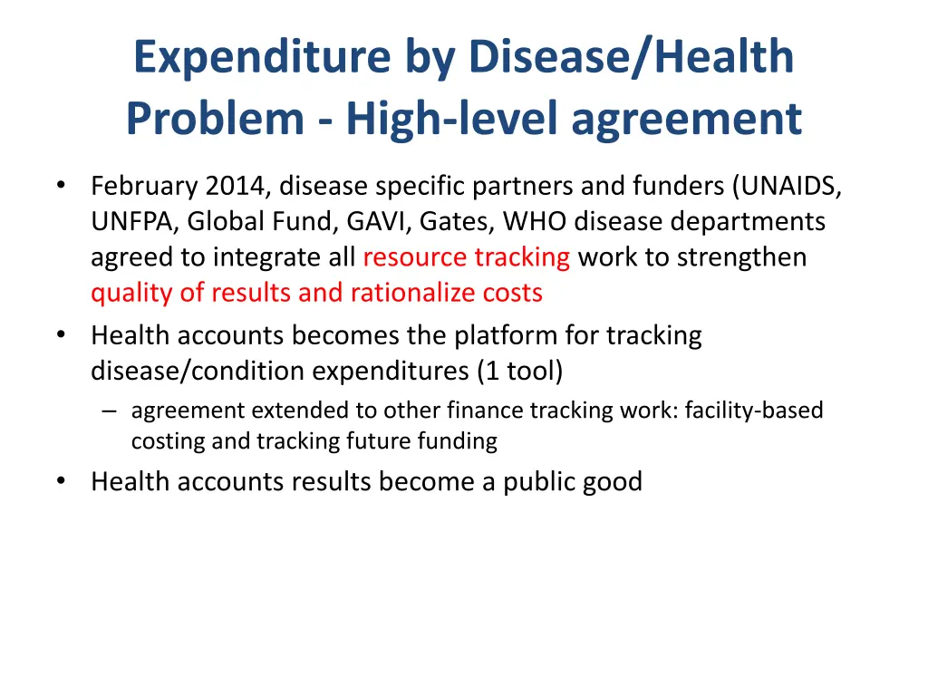 expenditure by disease health problem high level