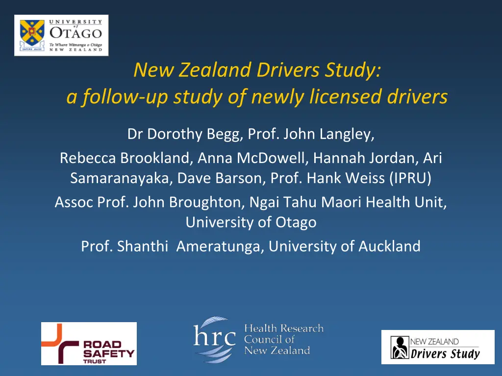 new zealand drivers study a follow up study