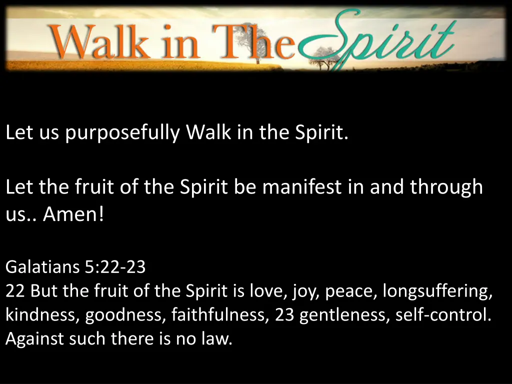 let us purposefully walk in the spirit