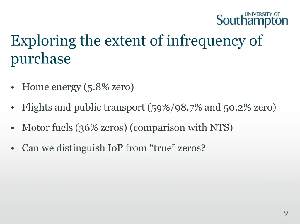 exploring the extent of infrequency of purchase