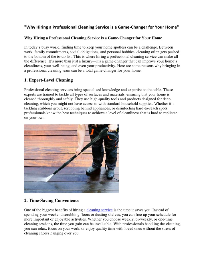 why hiring a professional cleaning service