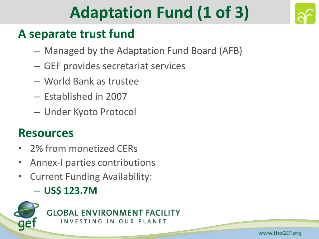 adaptation fund 1 of 3