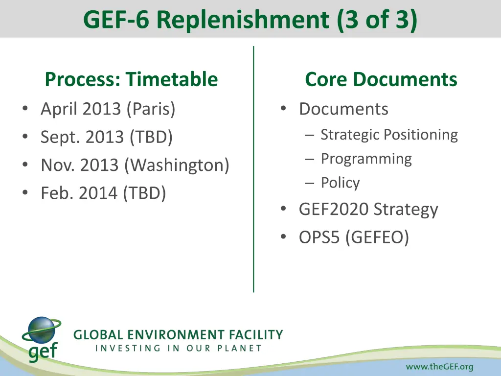 gef 6 replenishment 3 of 3