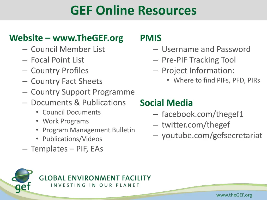 gef online resources