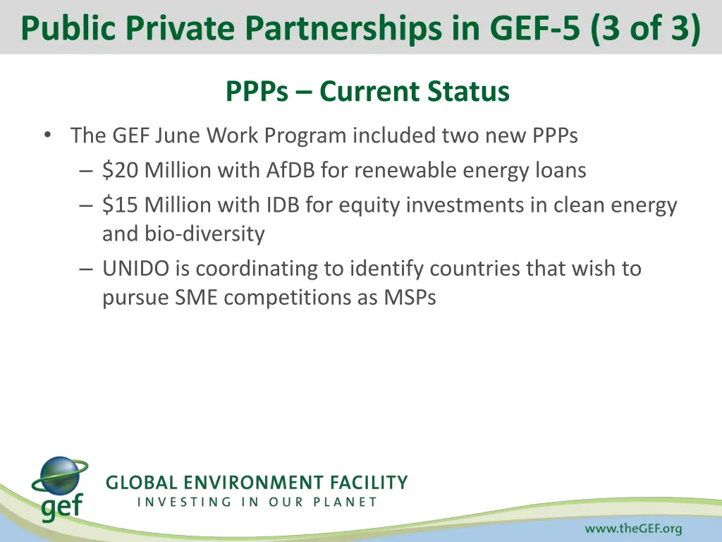 public private partnerships in gef 5 3 of 3