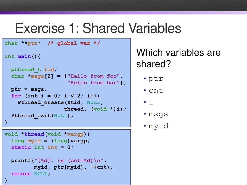 exercise 1 shared variables