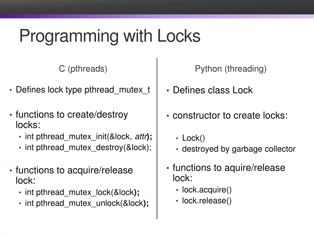 programming with locks