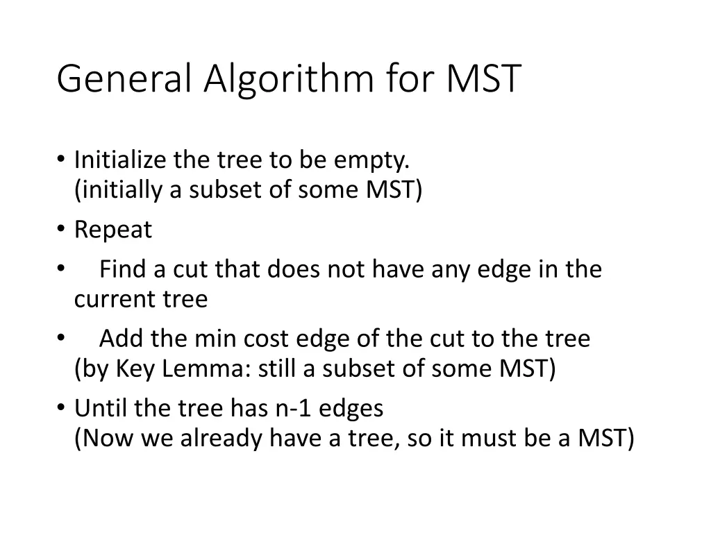 general algorithm for mst