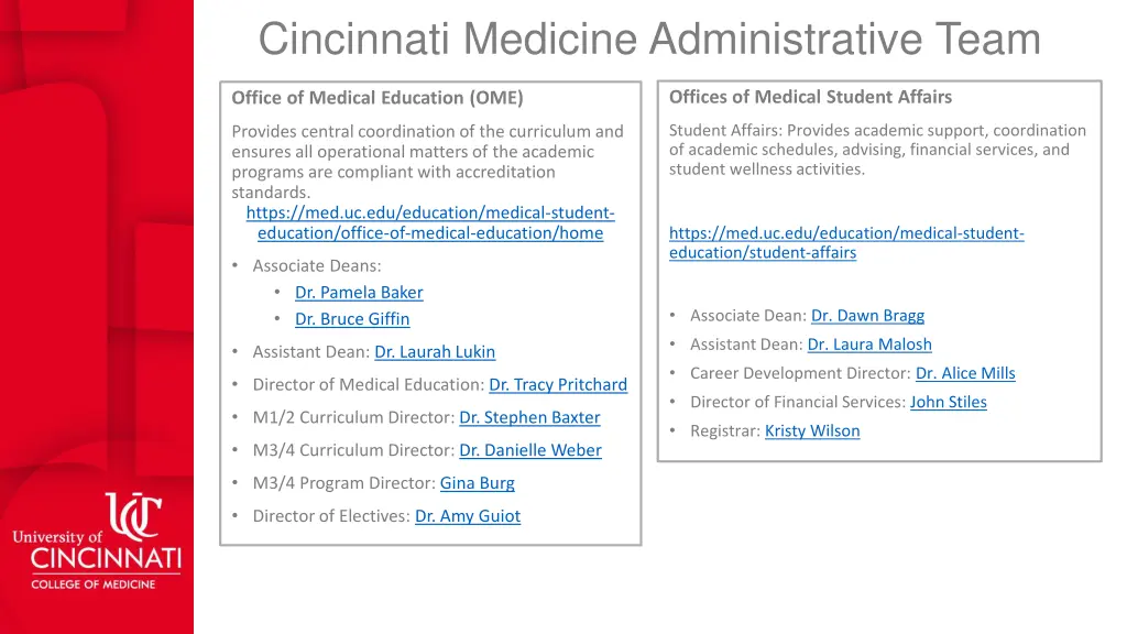 cincinnati medicine administrative team