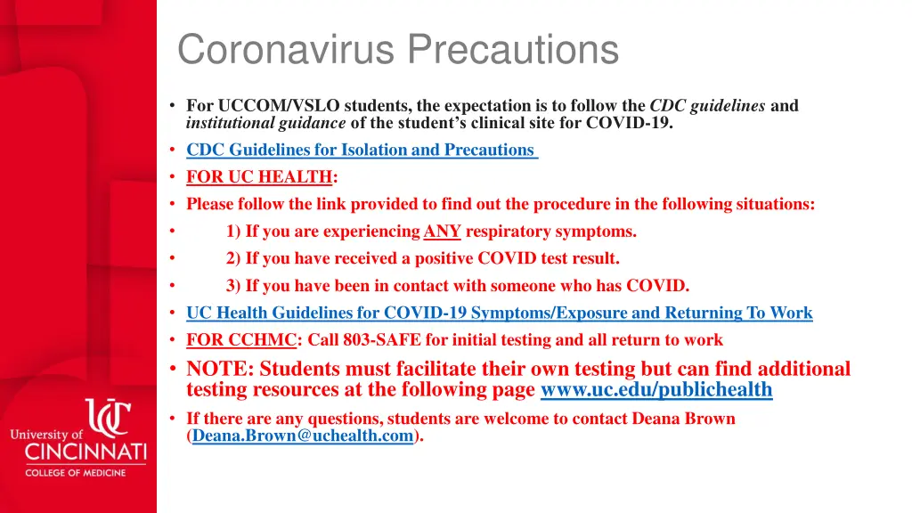 coronavirus precautions