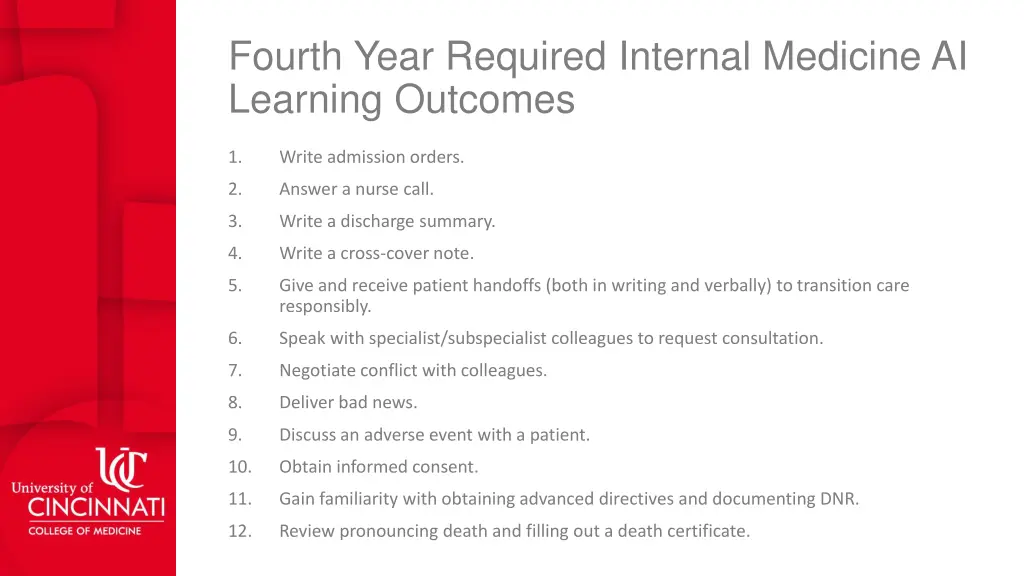 fourth year required internal medicine