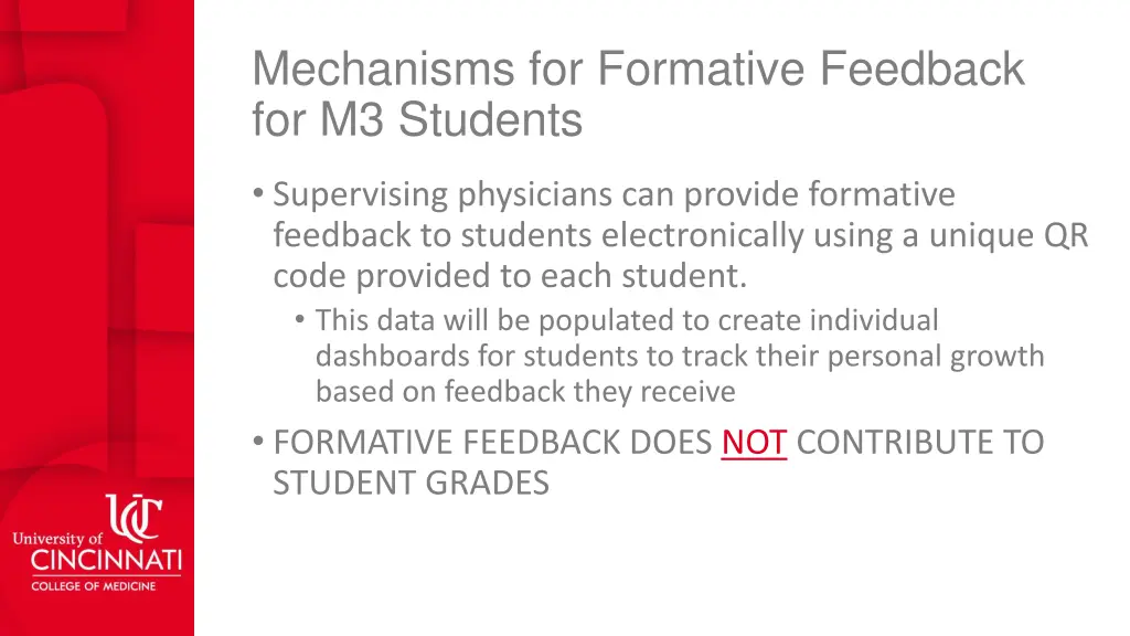 mechanisms for formative feedback for m3 students