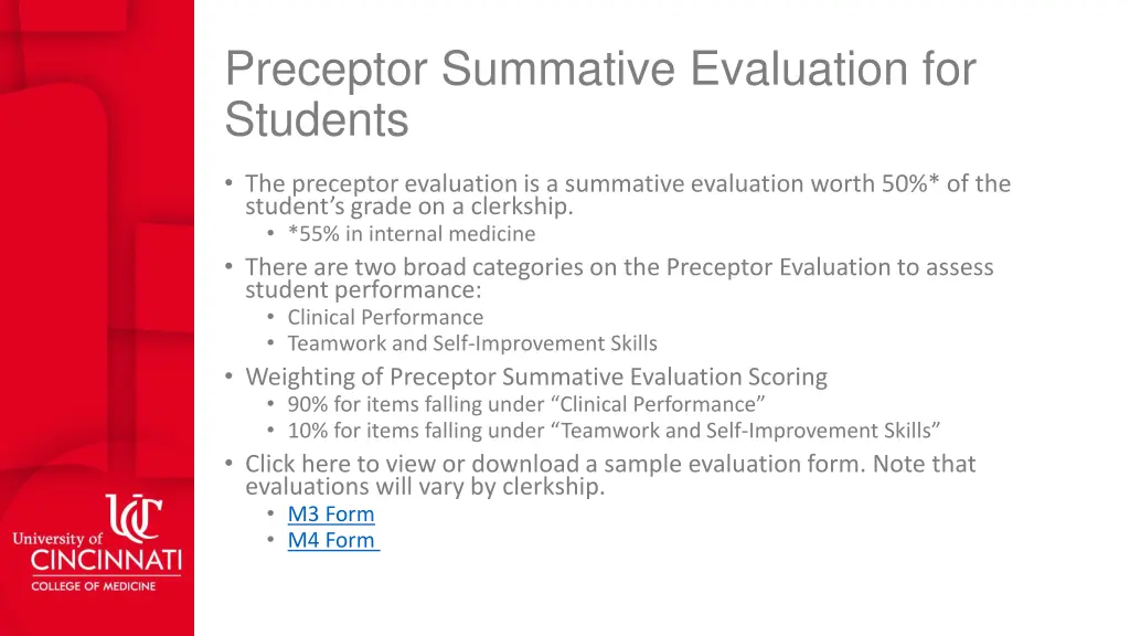 preceptor summative evaluation for students