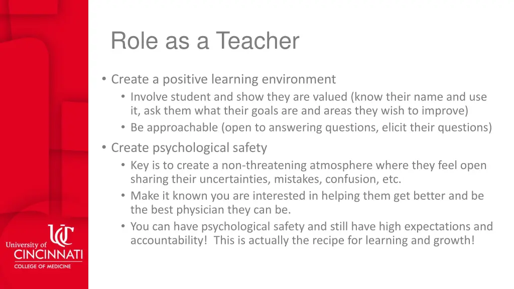 role as a teacher