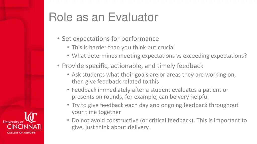 role as an evaluator