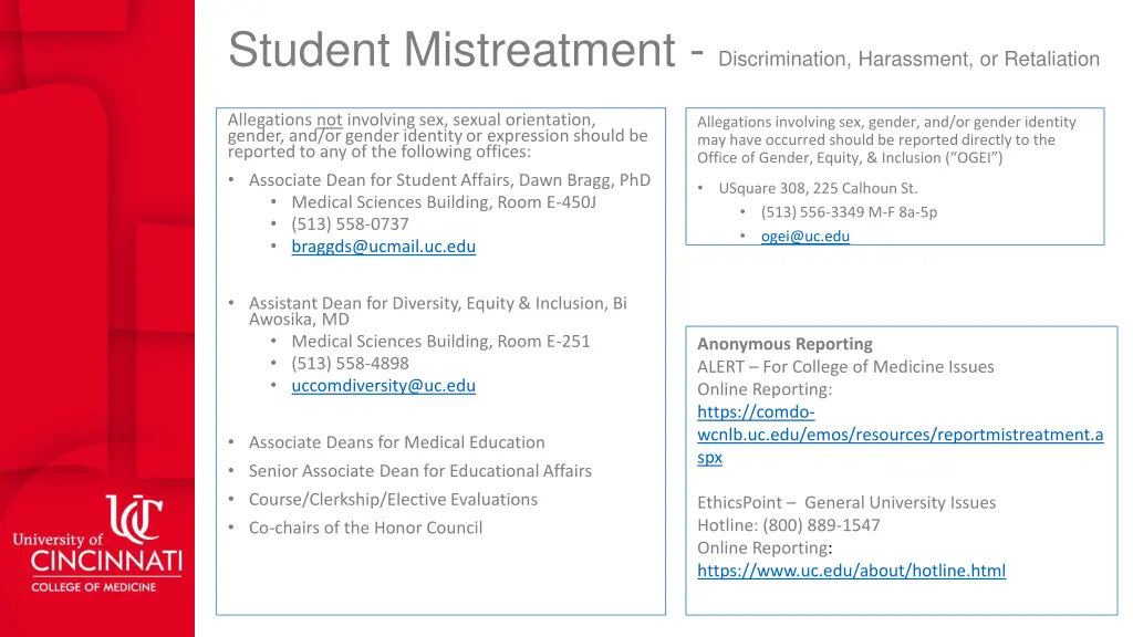 student mistreatment discrimination harassment