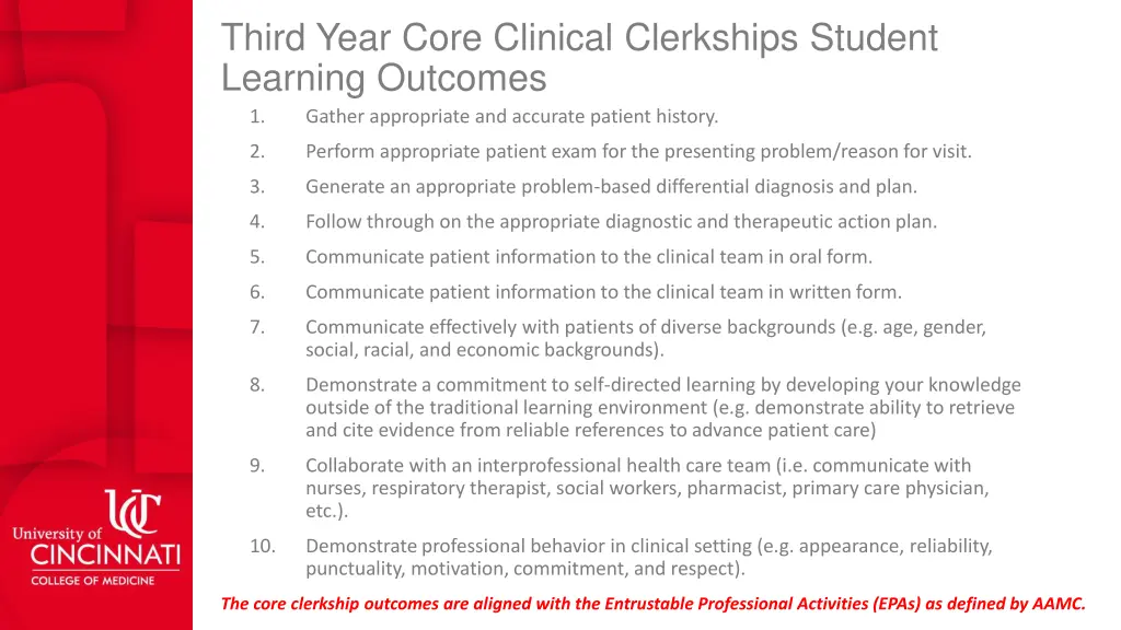 third year core clinical clerkships student