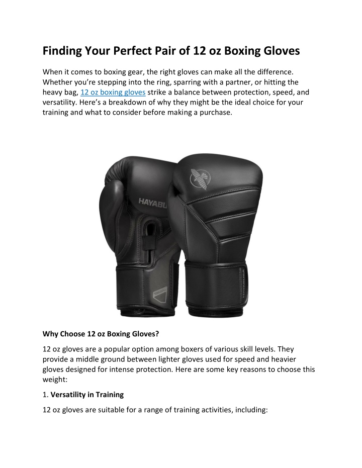 finding your perfect pair of 12 oz boxing gloves