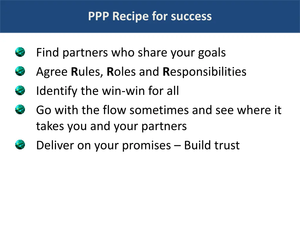 ppp recipe for success