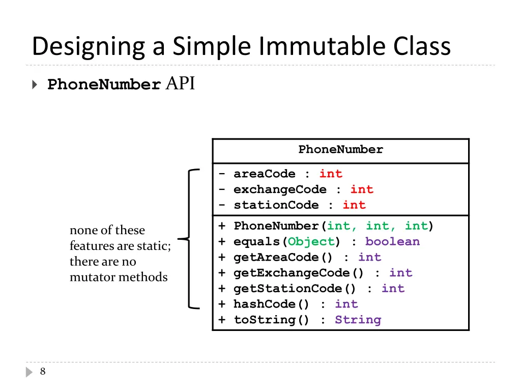 designing a simple immutable class