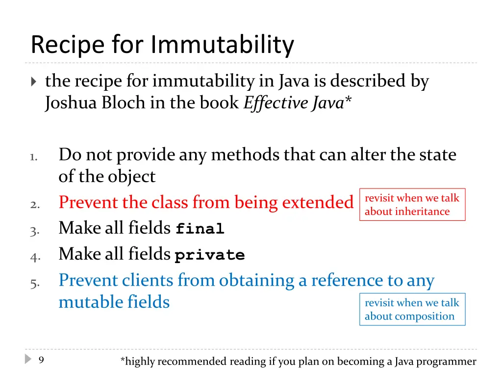 recipe for immutability