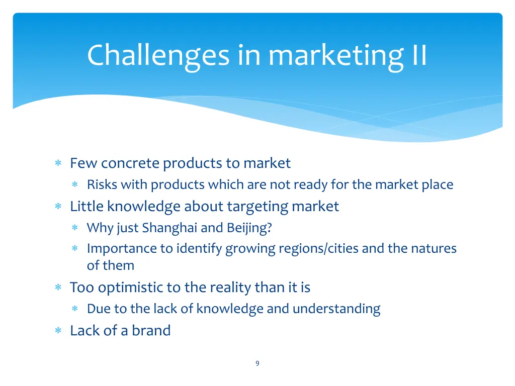 challenges in marketing ii