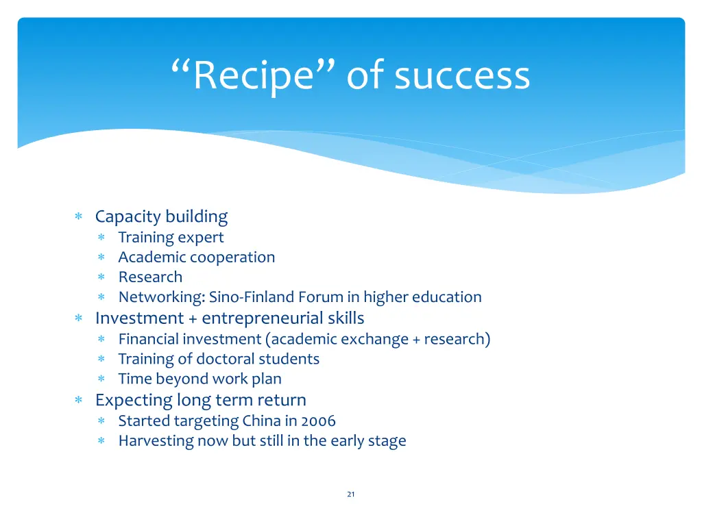 recipe of success