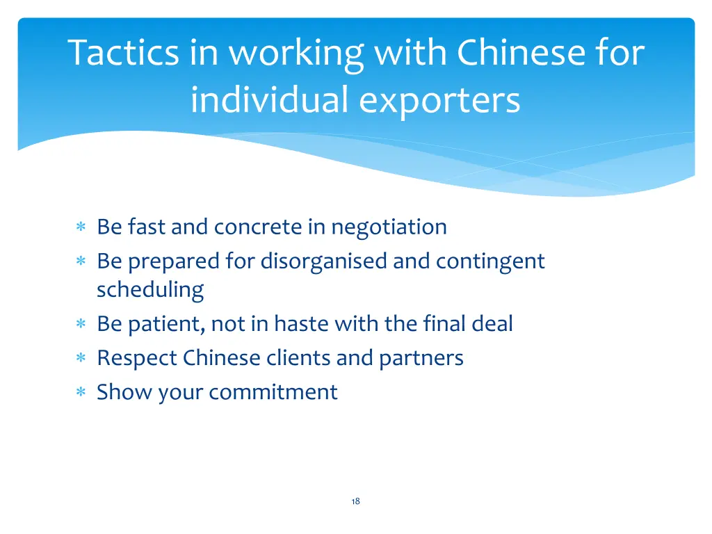 tactics in working with chinese for individual