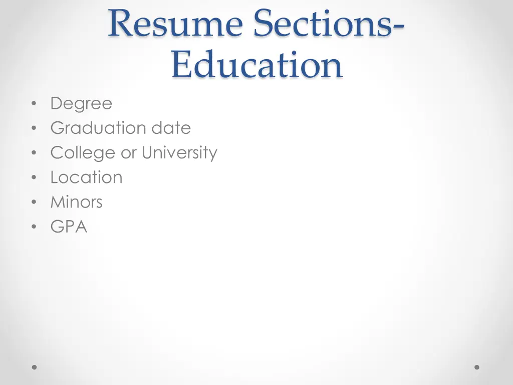 resume sections education degree graduation date