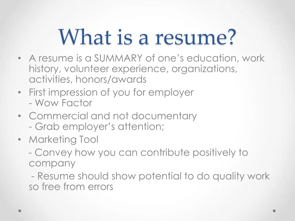 what is a resume a resume is a summary