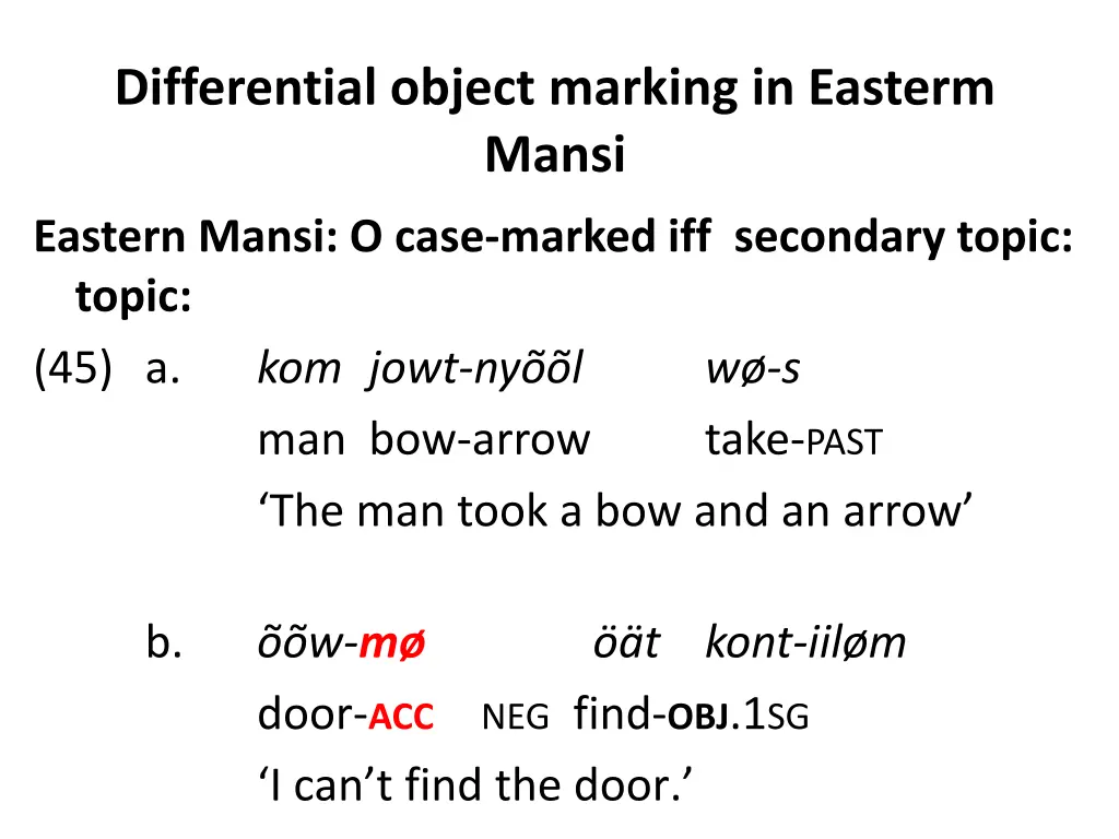 differential object marking in easterm mansi