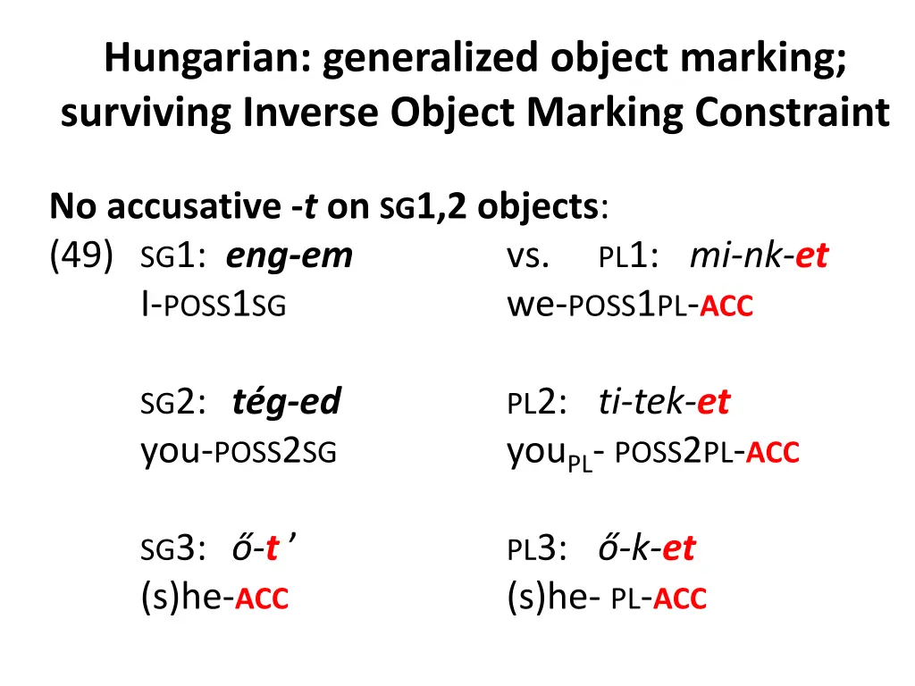 hungarian generalized object marking surviving