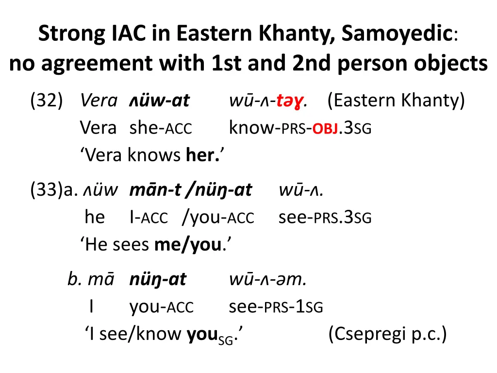 strong iac in eastern khanty samoyedic