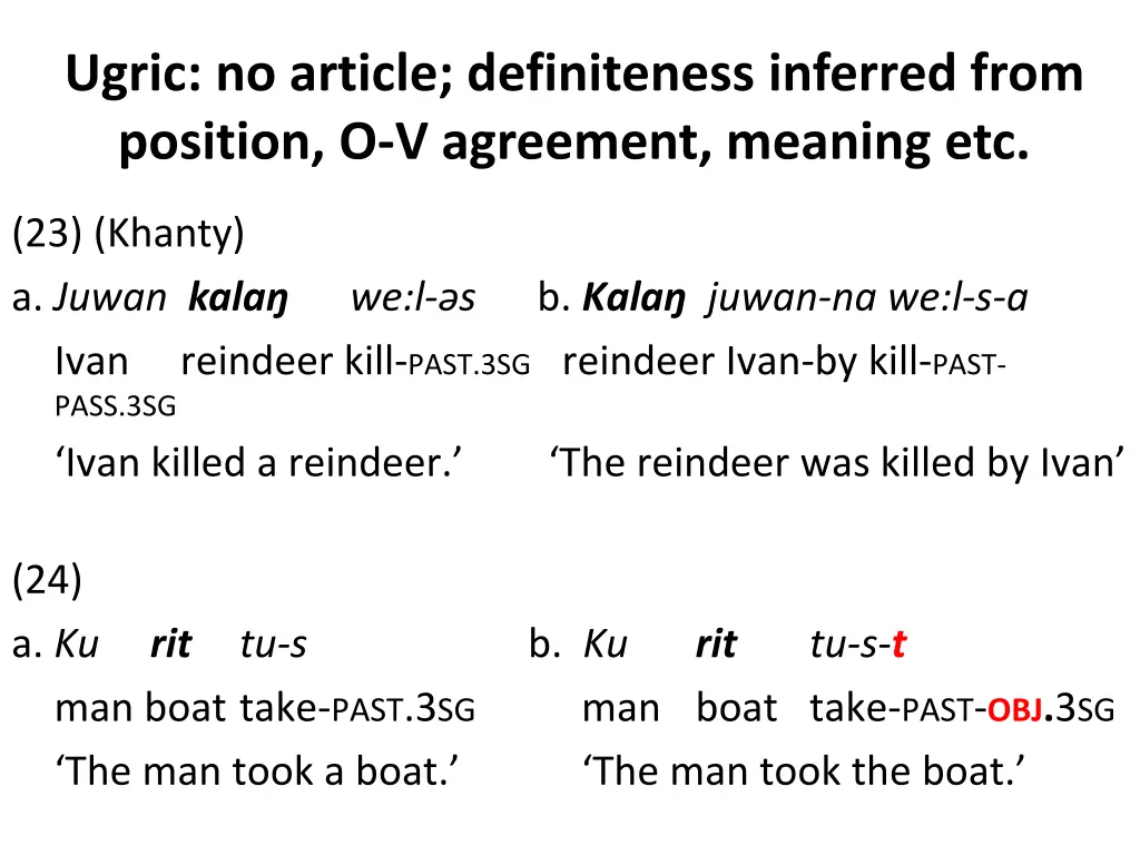 ugric no article definiteness inferred from