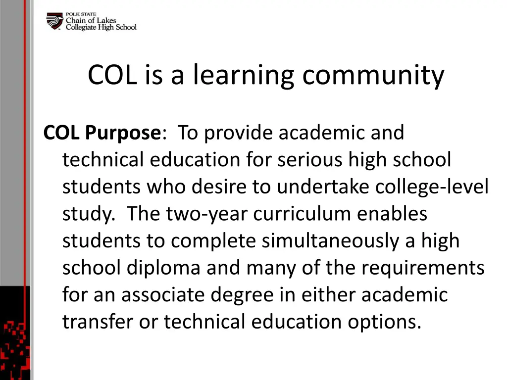 col is a learning community 1