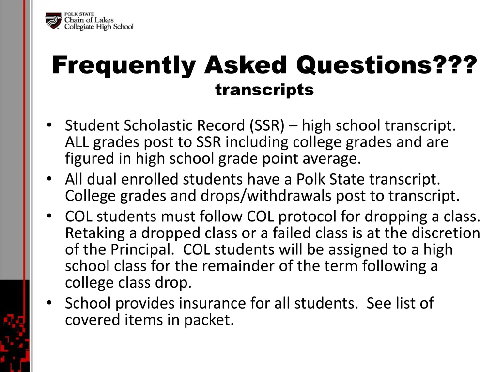 frequently asked questions transcripts