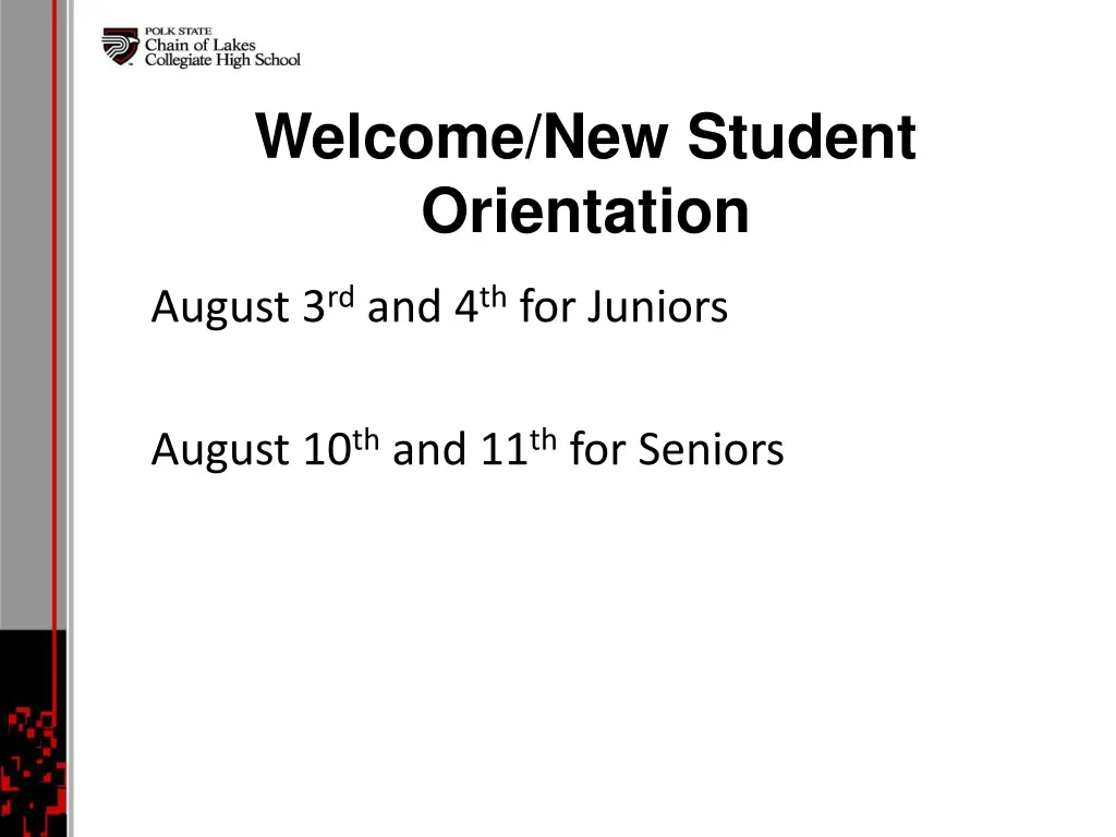 welcome new student orientation