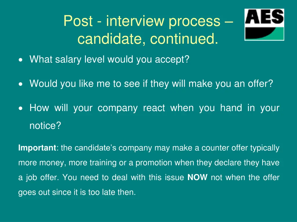 post interview process candidate continued