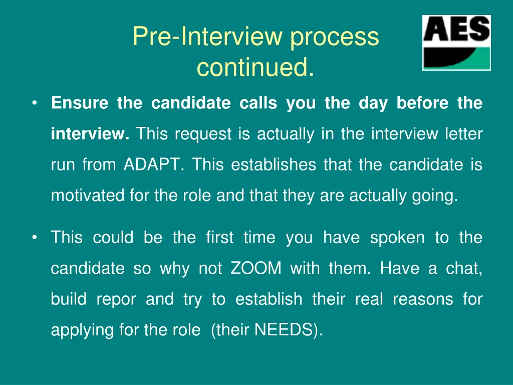 pre interview process continued 1