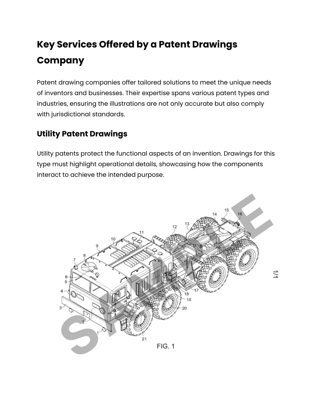 key services offered by a patent drawings company