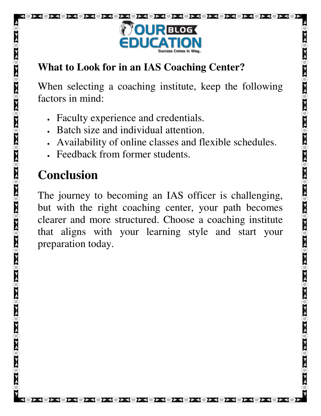 what to look for in an ias coaching center