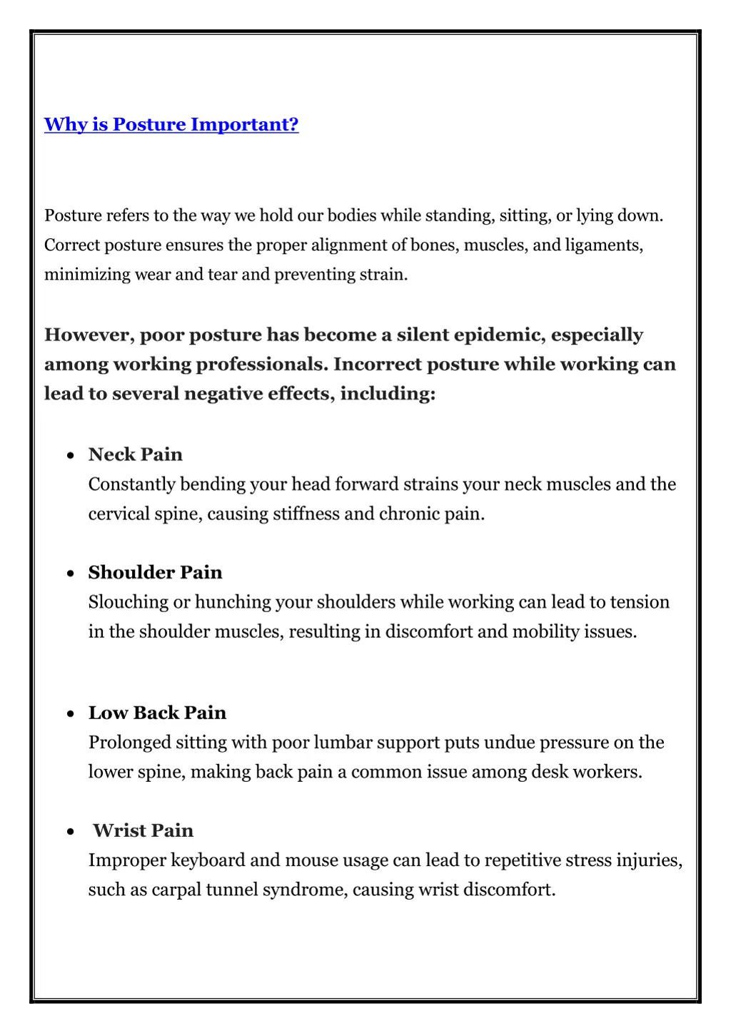 why is posture important
