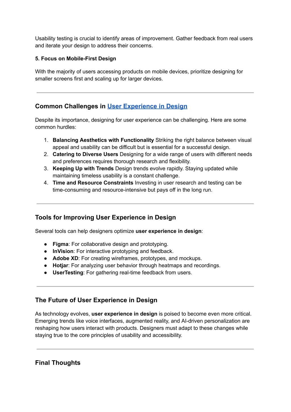 usability testing is crucial to identify areas