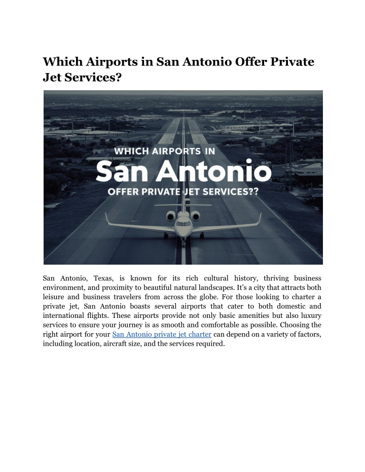 which airports in san antonio offer private